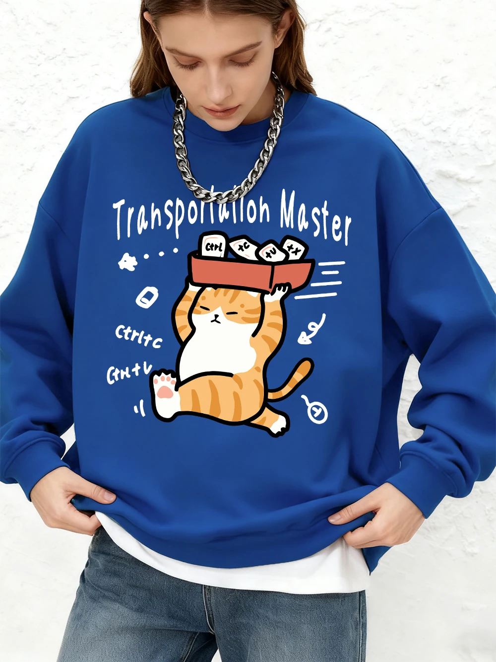 

Толстовки с принтом кота Master Transport, женские зимние толстовки для бега больших размеров, теплые топы с длинными рукавами, повседневная одежда с круглым вырезом