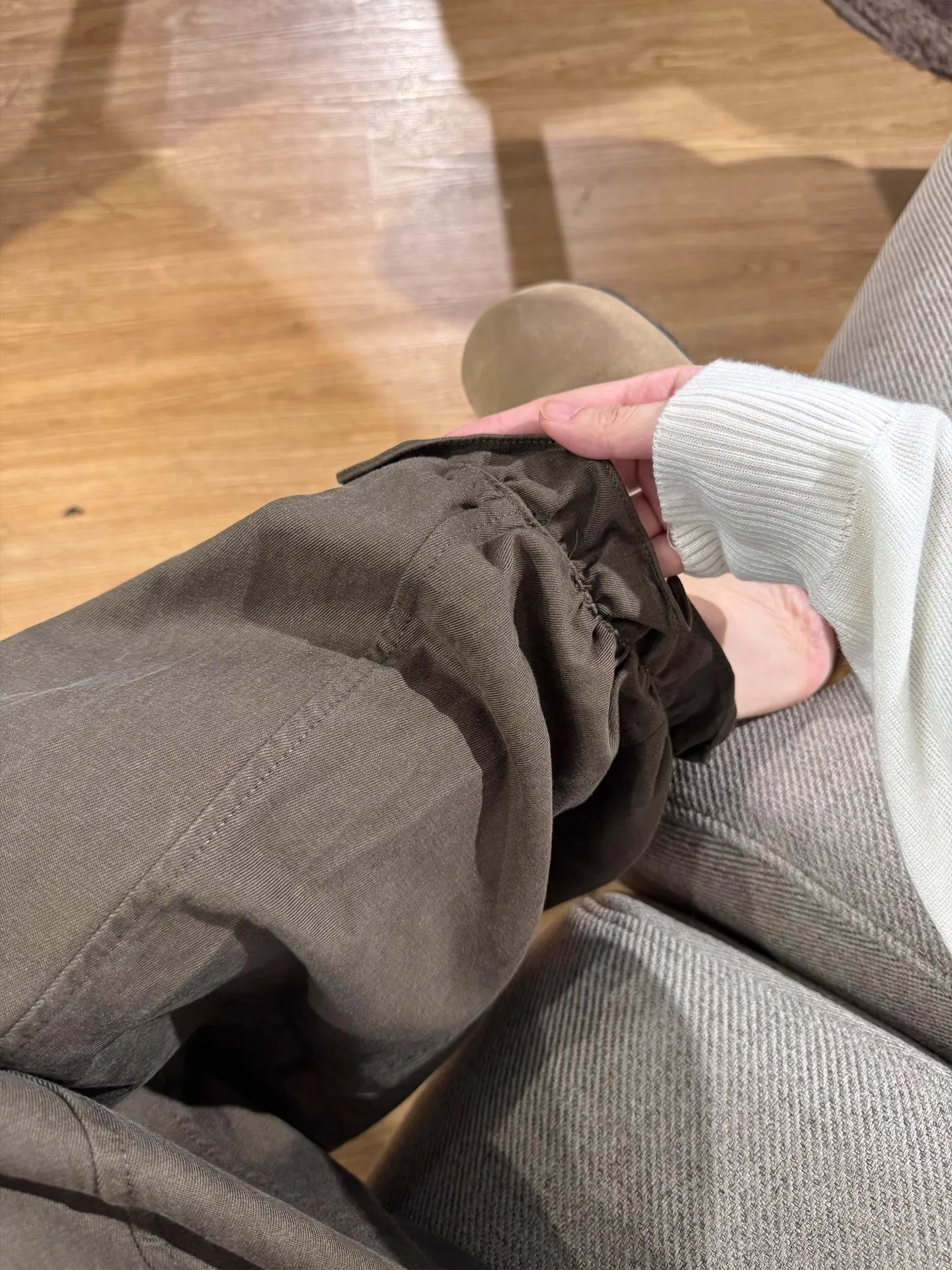 بنطال ذو قصة أرجل واسعة شريط مرن للمرأة الخريف ذات الطابقين منتظم صالح الجرونج المرقعة سروال قصير فحص محبوك سيدة النطاقات