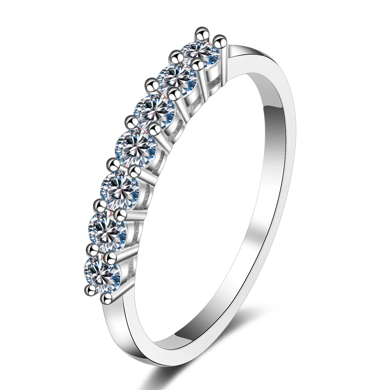 EUREKA Full Moissanite Ring for Women S925 Sterling Silver with White Gold Plated Diamond Wedding Bridal Band Rings Fine Jewelry