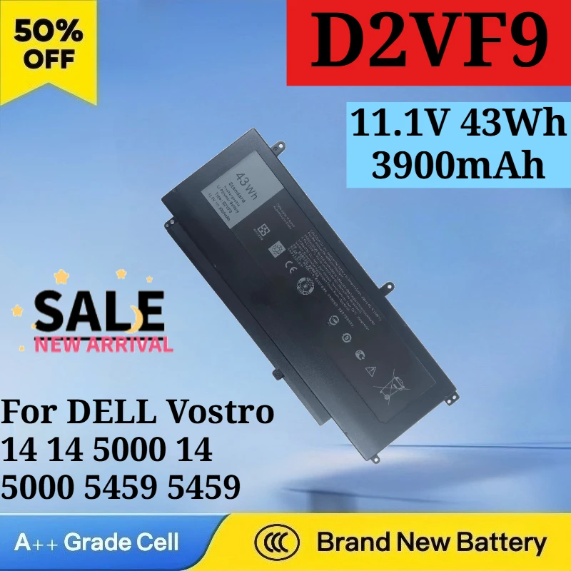 New D2VF9 11.1V 43Wh 3900mAh Laptop Battery for DELL Vostro 14 14 5000 14 5000 5459 5459 14-5459 Inspiron 7547 15-7547 N7547 15