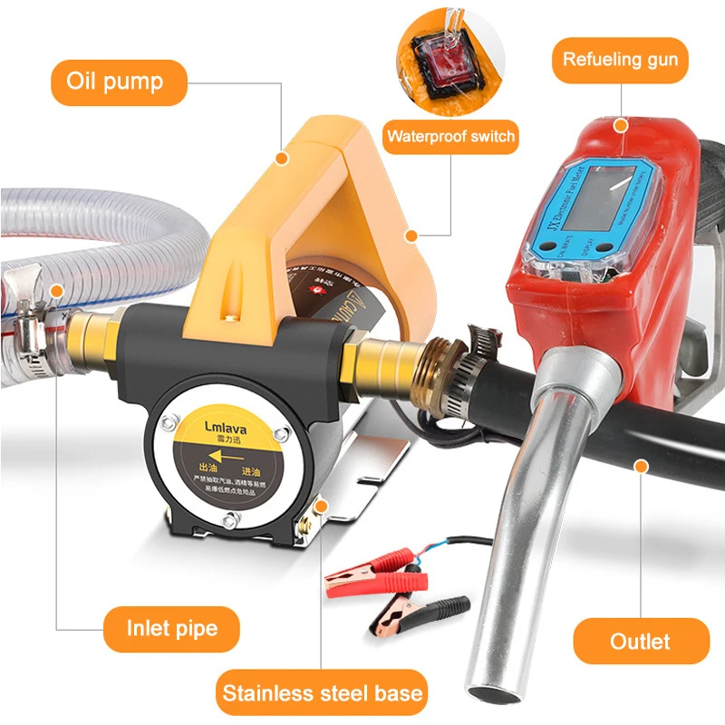 Imagem -03 - Bomba de Transferência de Combustível para Querosene Diesel Mini Bomba de Óleo Elétrica Portátil Alta Potência Bomba de Óleo Auto-sucção 12v 24v 220v