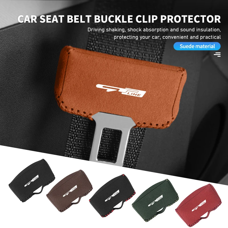 Camurça cinto de segurança do carro fivela protetor clipe anti-colisão capa para kia k5 k2 optima soul spectra niro cadenza sepia carens