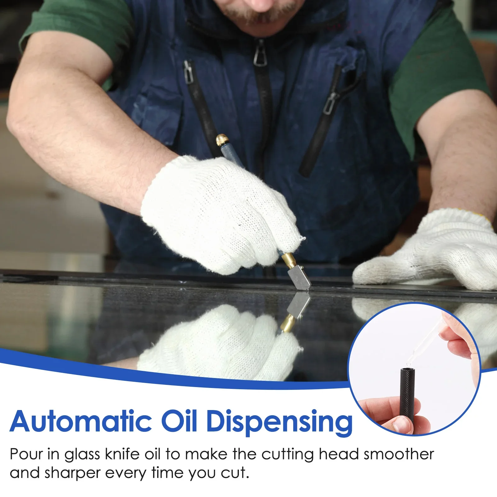 Glass Cutting Tool 2 mm-20 mm Nonslip Glass Cutter with Glass Cutting Oil DIY Stained Glass Cutting Tool Mirror Cutting Tool