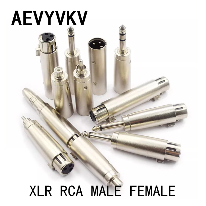 3-pinowy XLR żeński na 6,35 mm męski Mono Jack Adapter przewodów Mikrofon 3-pinowy XLR męski na RCA żeński Adapter prowadnicy Niklowany