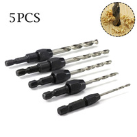 Quick Chuck Drill Countersink Drill Bit Set Carbon Steel Body High-Speed Steel Material 5pcs Countersink Drill Bit Set