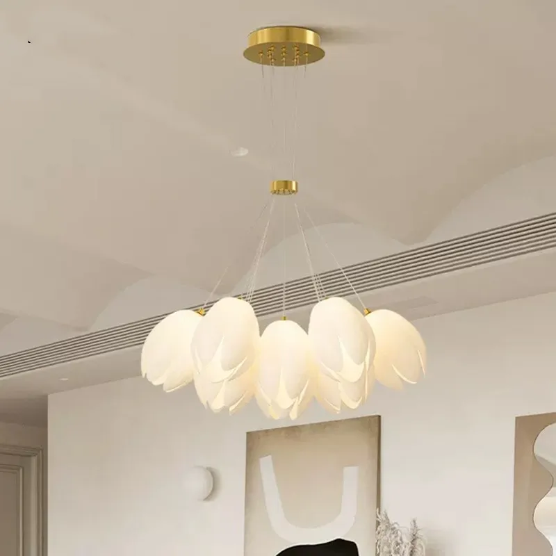 

Светодиодные подвесные светильники в скандинавском стиле с цветочным дизайном для гостиной, столовой, спальни, аксессуары для люстр, домашний декор, подвесной светильник
