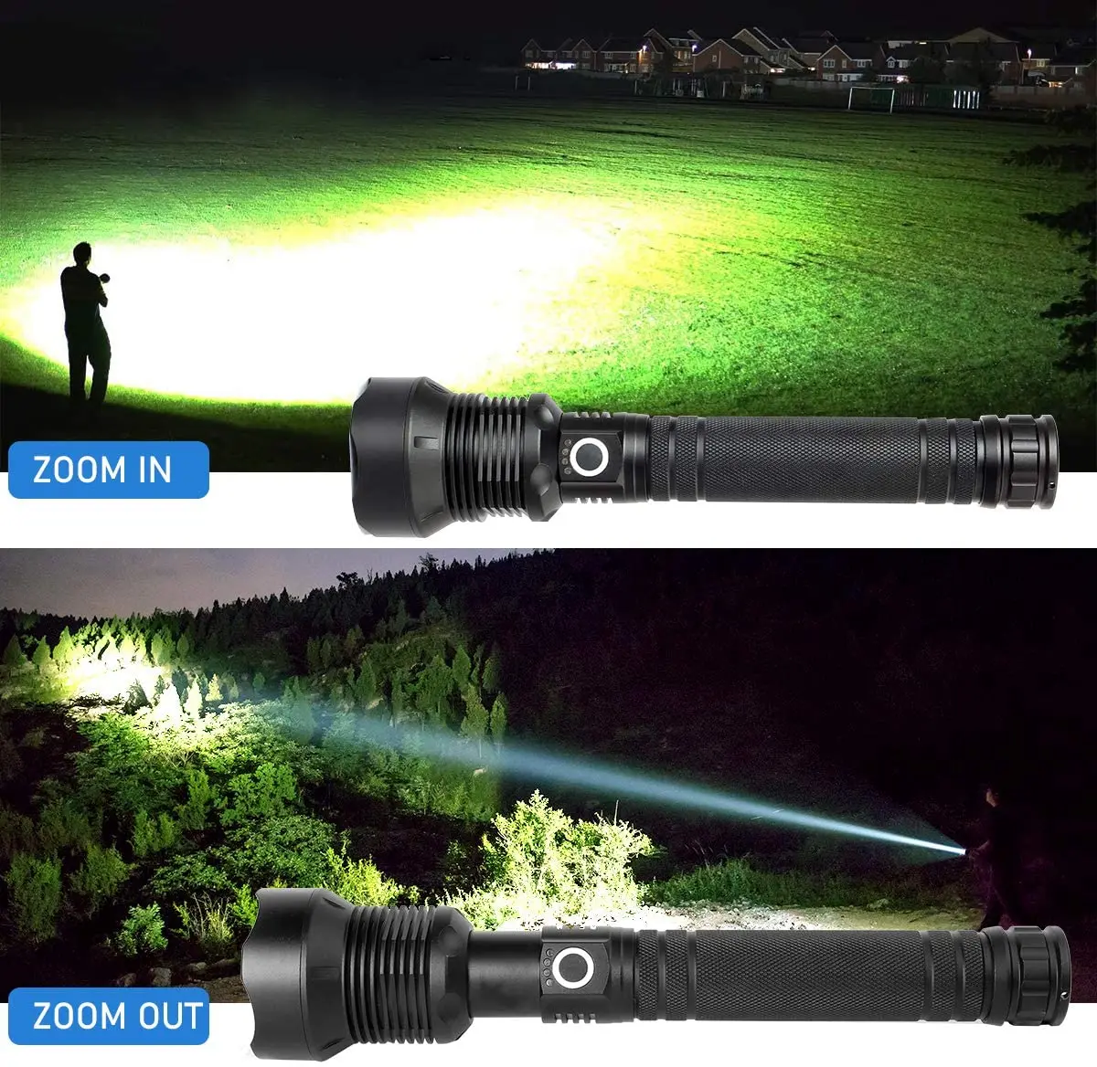 Super Bright ไฟฉาย LED ยุทธวิธีไฟฉาย USB ชาร์จไฟฉายกันน้ำไฟฉายสำหรับ Camping Hiking ฉุกเฉิน