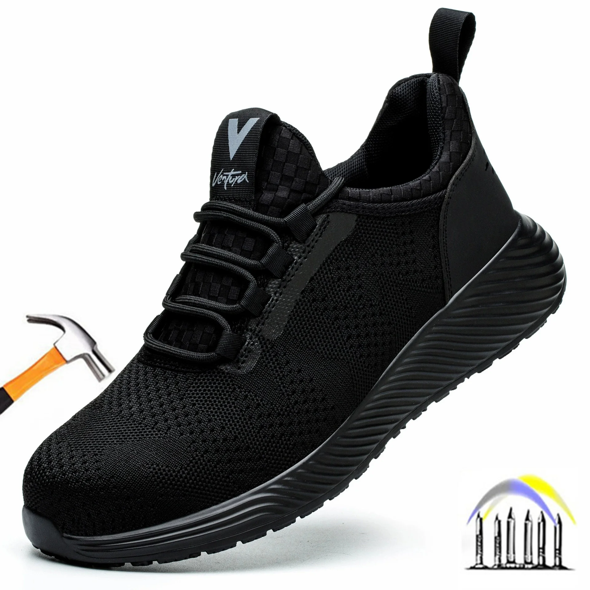 ultra Light Safety Shoes Steel Toe Cap Black Work Shoes Puncture Resistant Protective Work Boots Industrial Indestructible Shoes_voghion.com