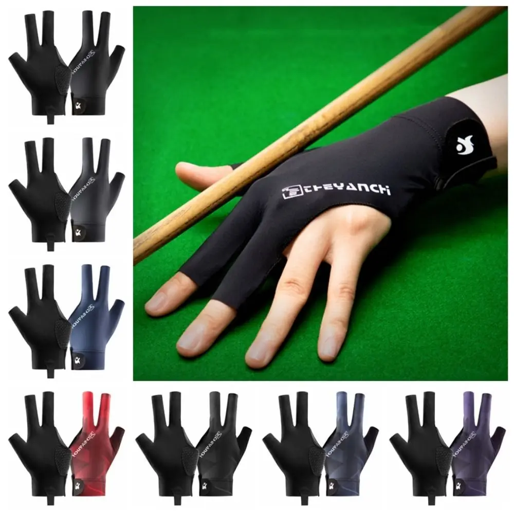 Unisex Left Hand Billiards Gloves Three Finger Left Hand Snooker Glove Breathable Exposed finger Three Cut Gloves Men