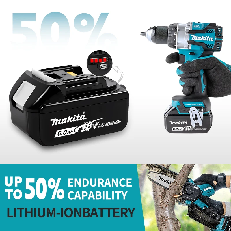 Makita 18V lithium-ion battery, LED replacement battery BL1860,5Ah, 6Ah, 9Ah, 18V, BL1830, BL1860B, BL1850, BL1860, LXT battery