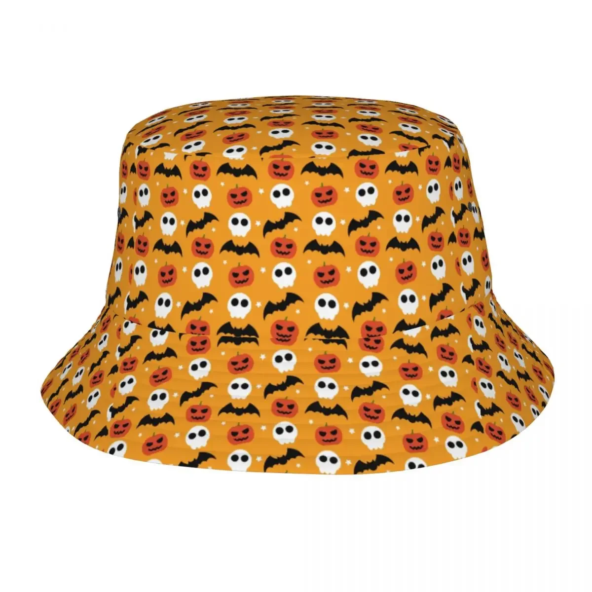 Halloween Pattern Pumpkin Ghosts Bats Unisex Bucket Hat Personalized Summer Travel Beach Hat