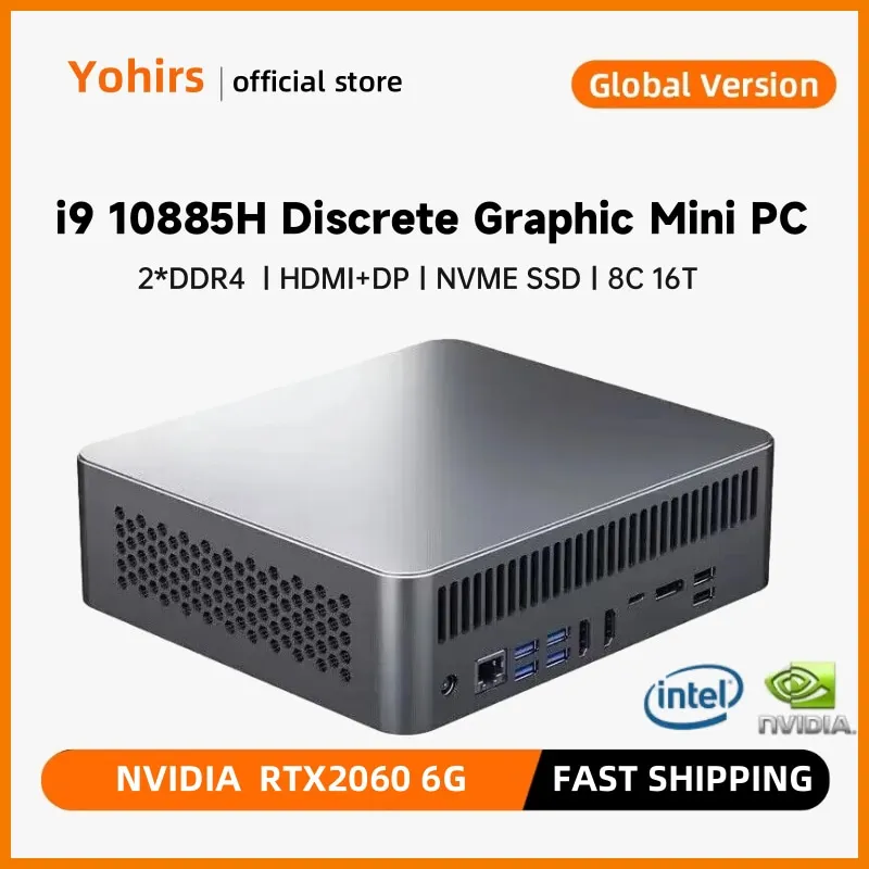 10. Gen Mini gra PC I9 10885H I7 10870H RTX2060 6G 2 * DDR4 podwójny M.2 SSD komputer stacjonarny Host Windows11 HD DP type-c AC WIFI