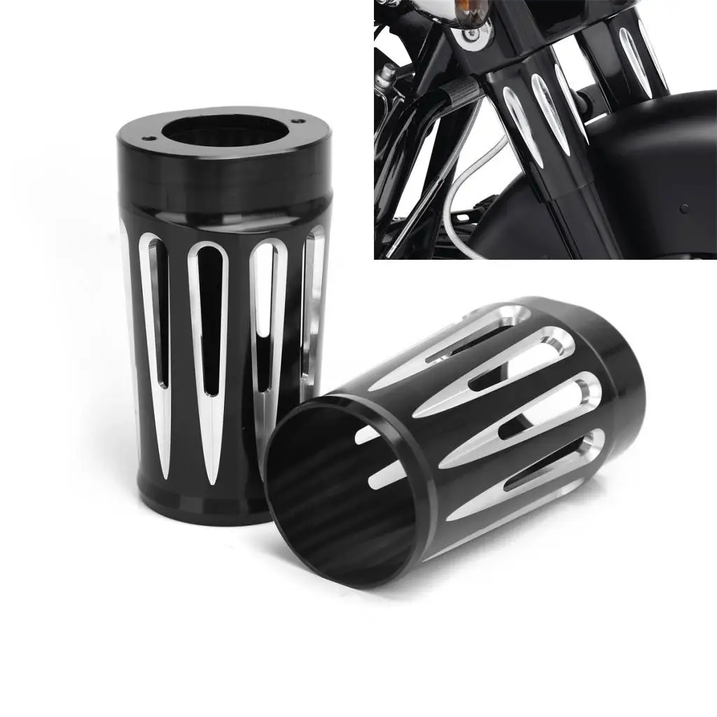 

CNC Cut Black Billet Aluminum Fork Boot Slider Cover for Harley 84-2013