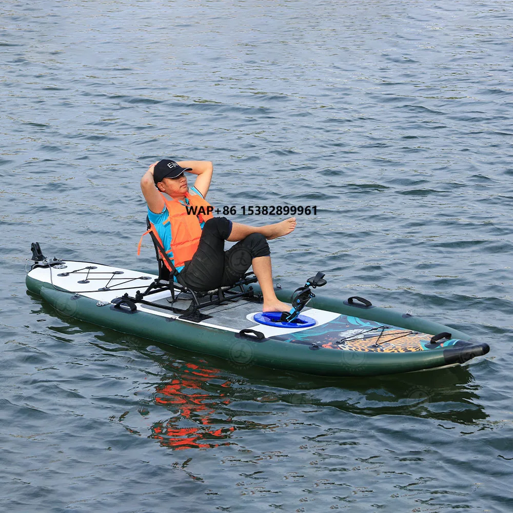 

Factory Custom OEM 2 Person Inflatable Foldable Fish Kayak Boat Canoe Foot Operated Paddle Board With Seat Chair