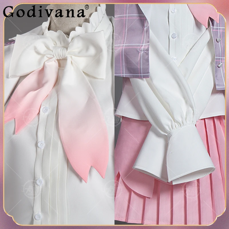 Uniform Anime Party Uniform Hallowen Play Role Clothes Women Cute Daily Suit Coat and Skirt Set Female Sweet Bow Skirt Outfits