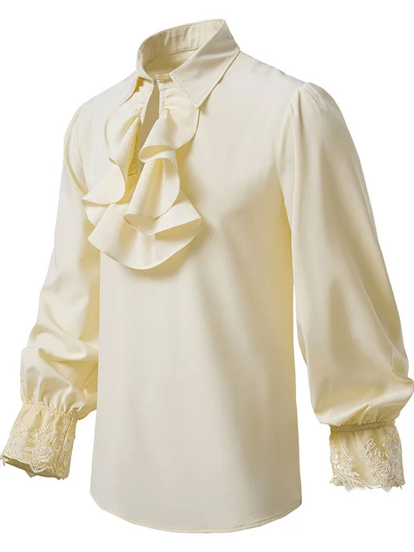 

Мужской костюмный топ с рюшами и кружевной отделкой, свободного кроя, с длинными рукавами, молодежный, модный, осенний, для вечеринок