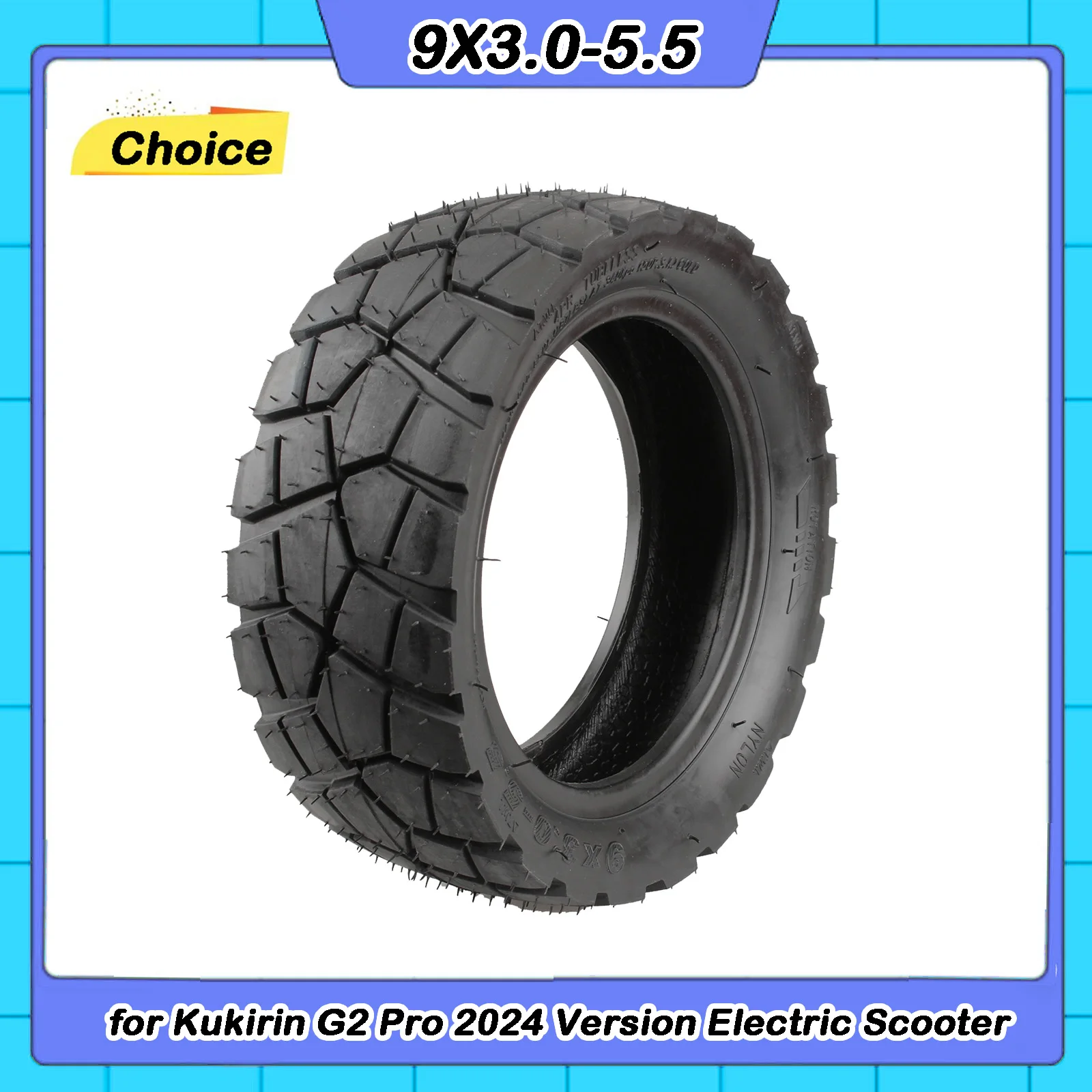 Pneu Tubeless de 9 Polegadas 9x3.0-5.5 para Scooter Elétrico Kukirin G2 Pro Versão 2024, Acessórios de Pneu Resistente ao Desgaste para Roda Dianteira/Traseira