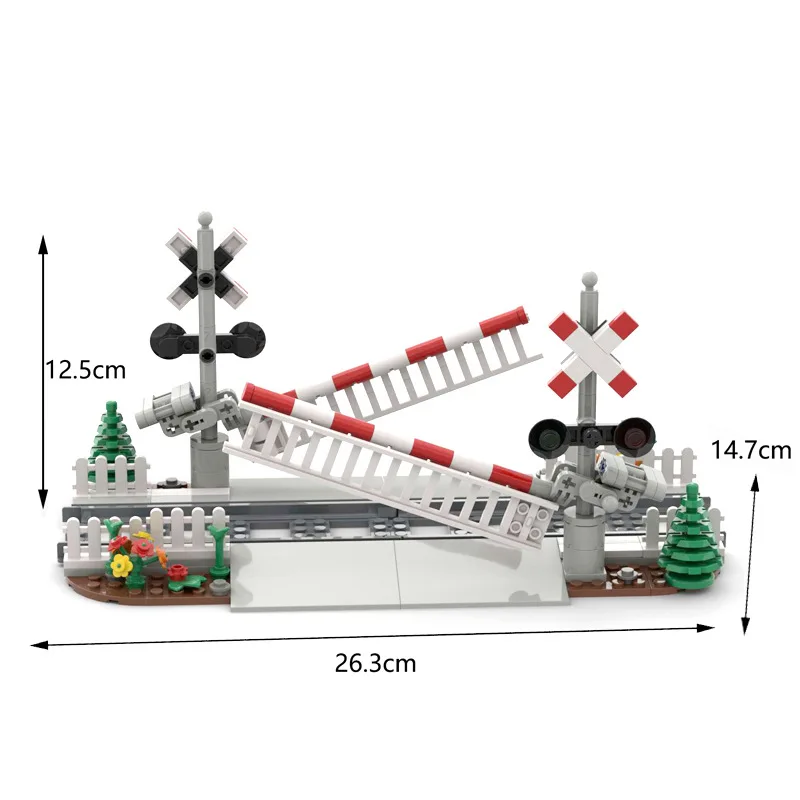 MOC Stadt Zug Baustein Zug Track Korridor Heben Stange Fußgänger Kreuzung Montage kinder Spielzeug Geburtstag Geschenk