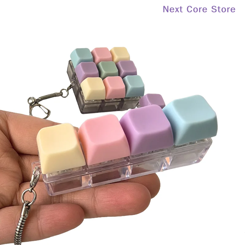 1Pc 1/4/5/9 Keys Mechanical Button Keycap Keyboard Axis Tester Keyboard Keychain Toy Finger Keyboard Caps Keychain Toy