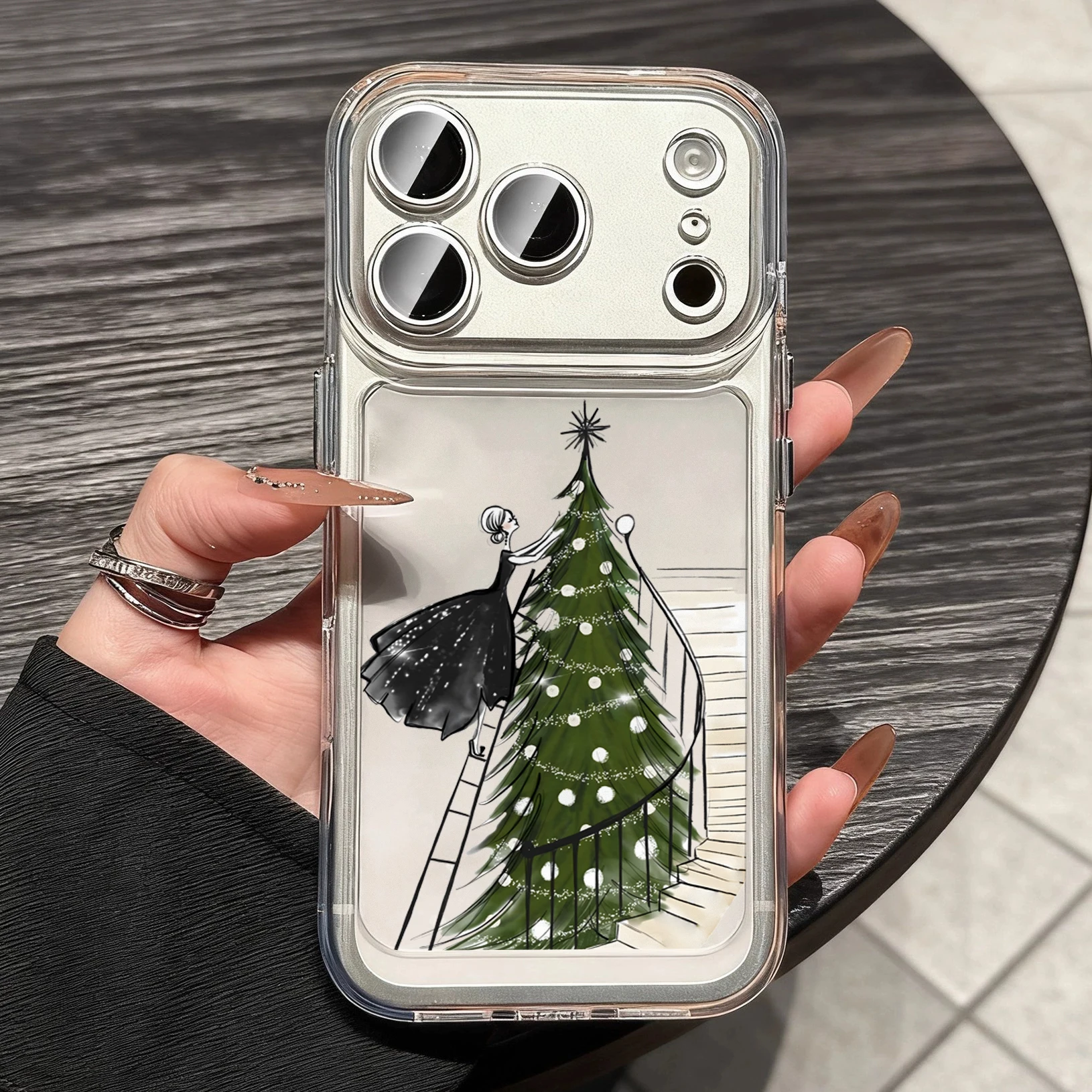 

Luxury Christmas Decoration Phone Case for iPhone 16 15 11 12 13 14 17 Pro Max Plus Vintage Minimal Shockproof Silicone Coque
