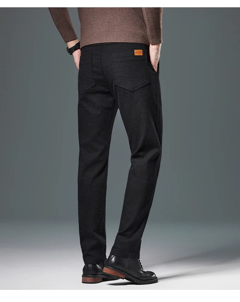 Herbst-Winter-Herren-Freizeithose, Business-Slim-Fit, gerade geschnitten, mit elastischem Bund, Arbeitshose, Cargo-Hose, einfarbig, koreanischer Stil, Stretch-Hose für Herren – Detail 14