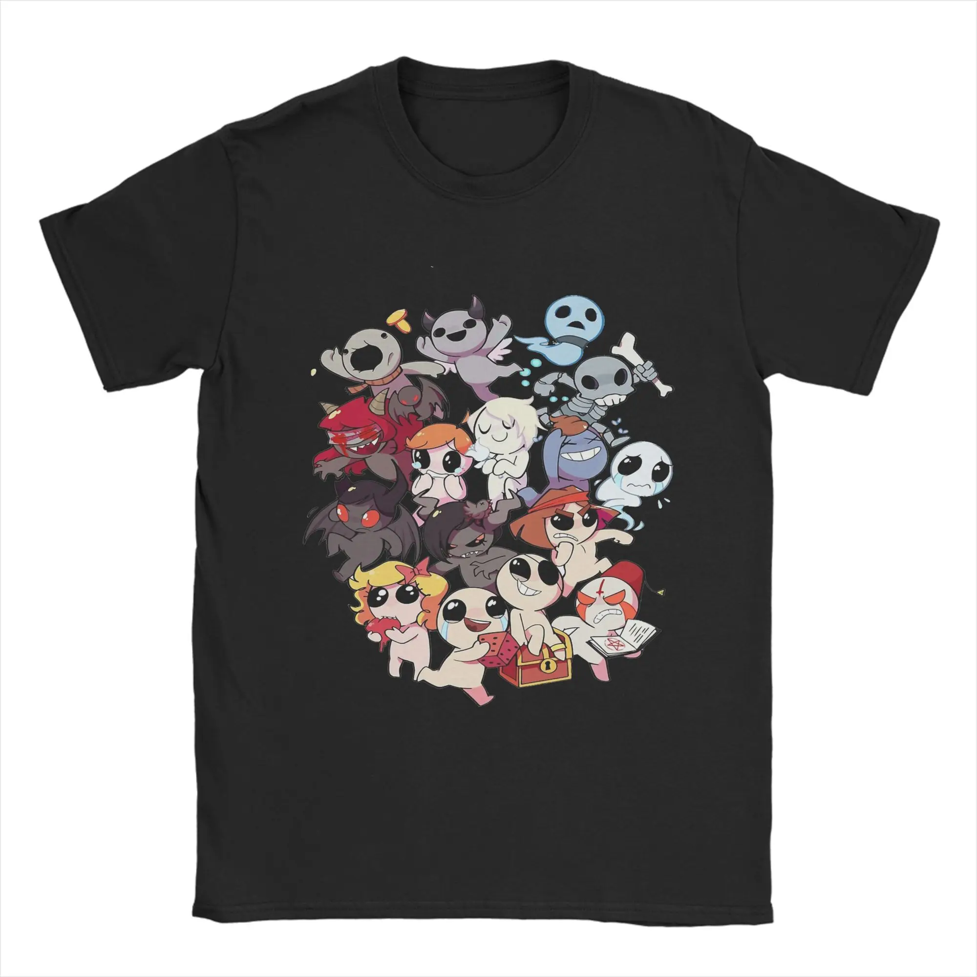 

Мужская и женская футболка The Binding Of Isaac Video Game, топы из 100% хлопка, уникальная футболка с коротким рукавом и круглым вырезом, уникальные футболки