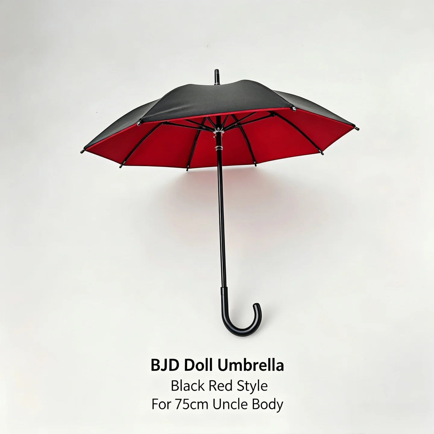 Ultra Light 75cm BJD Uncle Umbrella Hook Handle Clear Black Red Halloween Photo Prop Doll Accessory Gift Not for Human Use