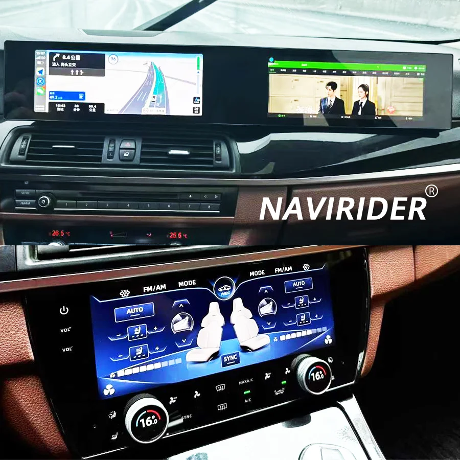 

21" Android Car Screen For BMW 5 Series F10 F11 2011-2017 Carplay Curved AC Climate Panel LCD Speedometer Multimedia Player