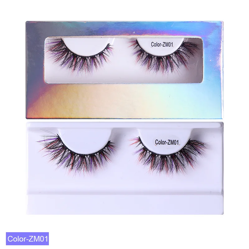 1 Pairs Colored Lashes Russian Fluff Strip Lashes with Color 20 Styles Color Eyelashes Mix Wispy Faux Mink Lash Cat Eye Eyelash