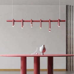 Red Black U-tube Dining Room LED Pendant Lights Kitchen Foyer Creative Hanging Fixtures Art Design Dark Wire Adjustable