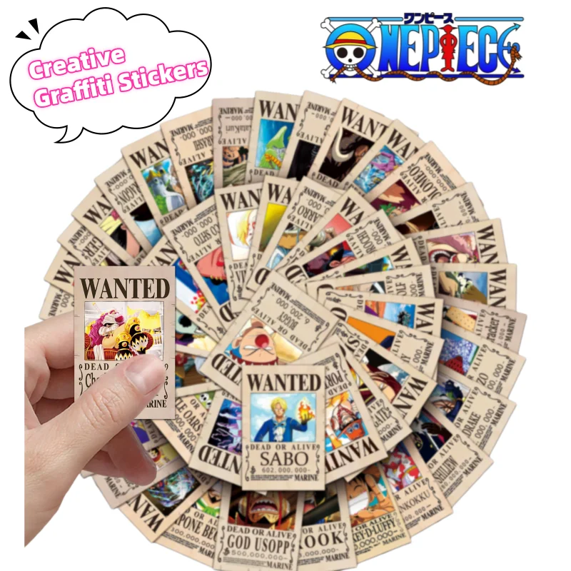 

New 50pcs One Piece Luffy Zoro Sanji Creative Personalized Graffiti Stickers Anime Cartoon Phone Computer Decorative Stickers