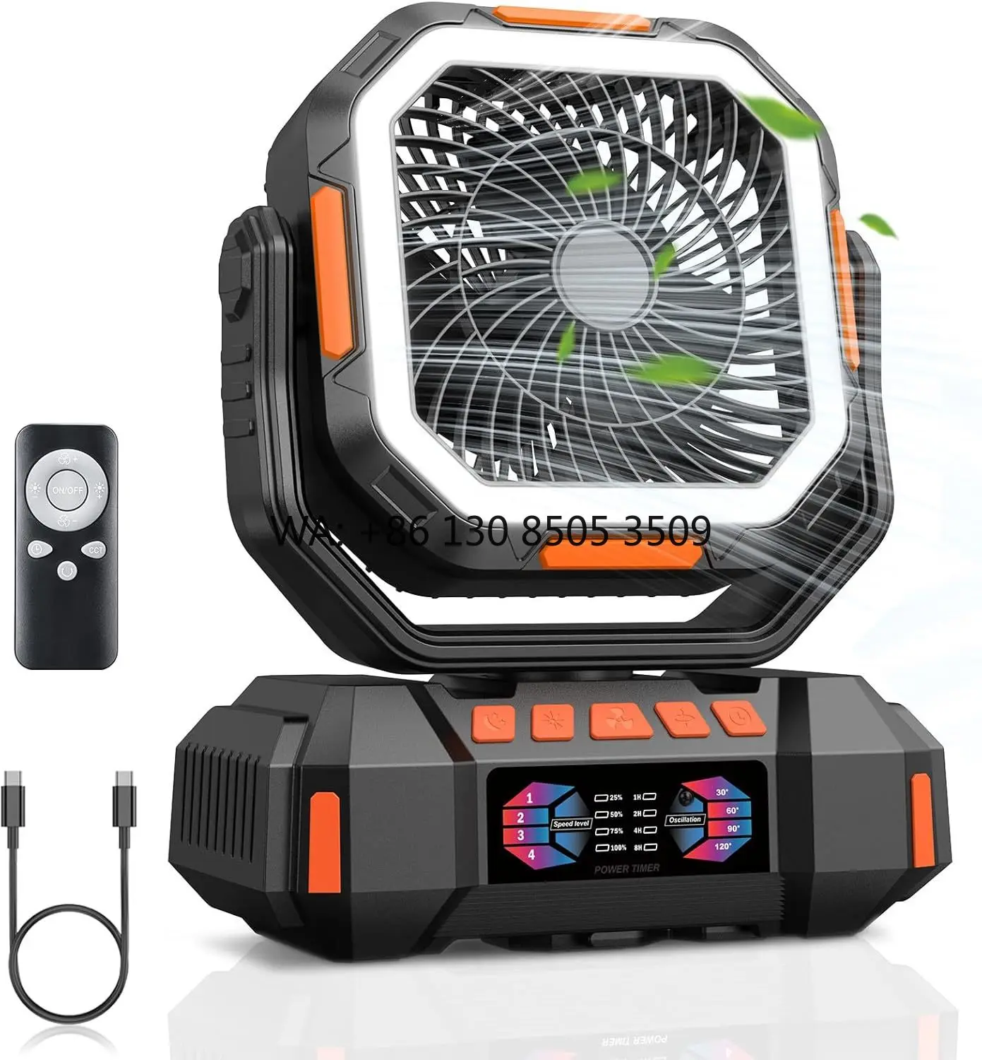 Portable Outdoor 40000mAh Outdoor Fan Rechargeable Remote-controlled Charging Lamp Camping Fan with Charging Station Function