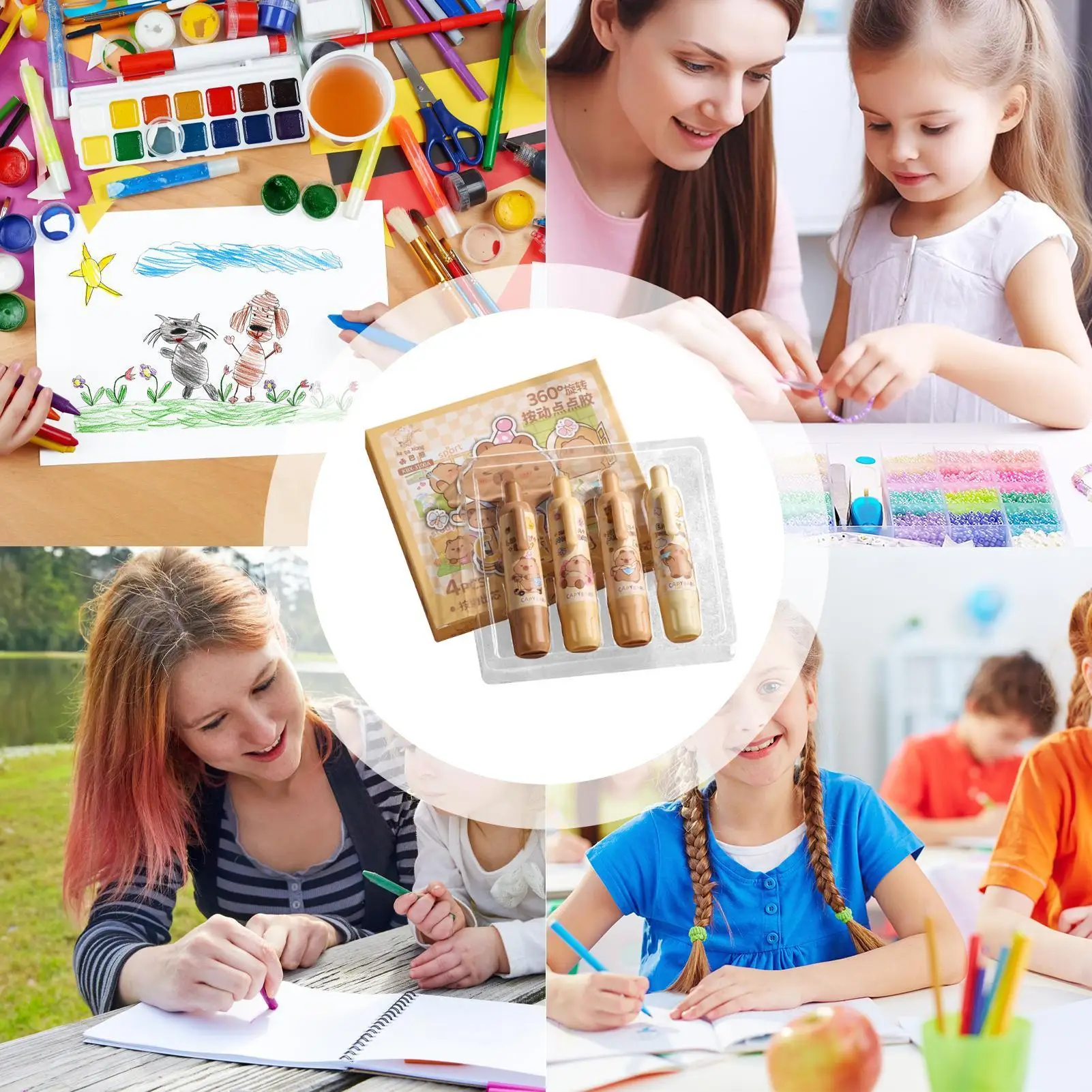 Lijmtaproller Sterke hechting Intrekbare lijmtaproller voor kunst voor klas Kunst Wenskaart maken Inpakpapier School