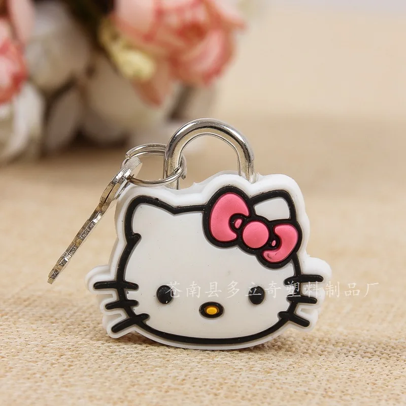 New Hello Kitty Silicone Padlock Sanrio Cartoon Figrue My Melody Pink Cat Metal Anti-theft Student Dormitory Wardrobe Lock