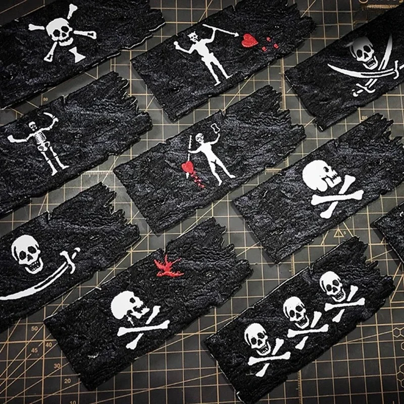 Jolly Roger Hook & Loop Patches  Tactical Outdoor Equipment Morale Badge Decoration for Clothes Backpack Applique image 2