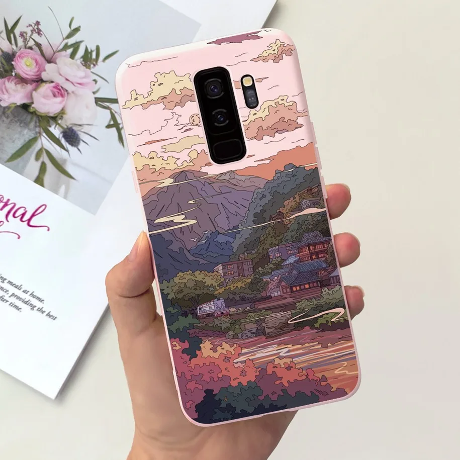 Shockproof Cover For Samsung Galaxy S9 / S9 Plus Phone Case Soft Silicon Flower Cat TPU Coque For Samsung S9 Plus SM-G965F Funda