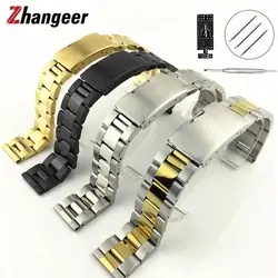 Solid Stainless Steel Watchband 16mm 18mm 20mm 22mm 24mm 26mm 28mm 30mm Universal Wrist Band For Seiko Watch Belt Straps