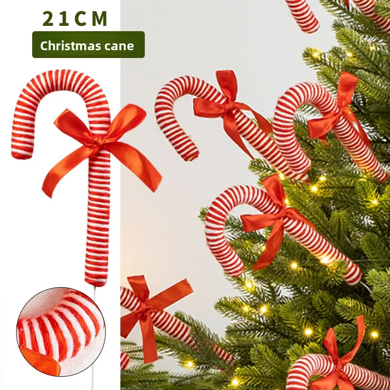 Christmas Decorations Red and White Handmade Candy Canes Christmas Tree Branch Decorations Shopping Mall Window Scene Arrangemen