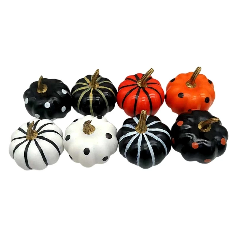 

8PCS Thin Artificial Tiny Pumpkins Permanent Spume Substance Seasonal Table Highlight Shelf Display Deck 15UB