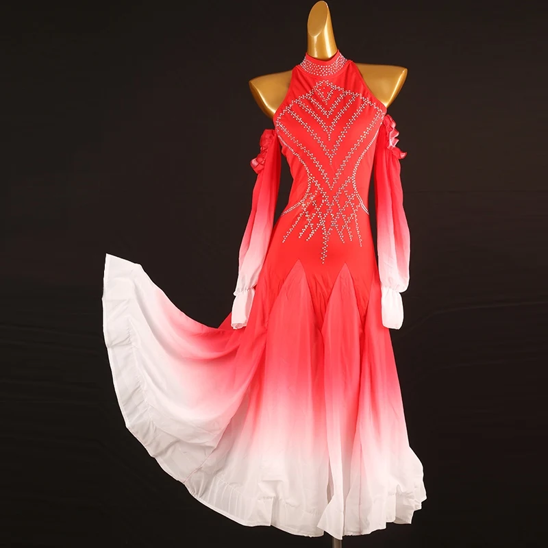 2025 Modern Ballroom Dance Competition Dress For Long Sleeve Customized Clothes Waltz Dance Stage Performance Clothes DQL10228