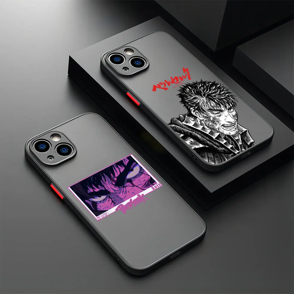 Funda de teléfono de Anime Berserk Guts para iPhone 15, 14, 13, 12, 11 Pro Max, X, XR, XSMax, 7, 8 Plus, cubierta trasera transparente mate