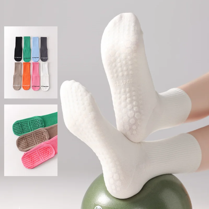 

Профессиональные носки для йоги, силиконовые нескользящие носки для тренажерного зала, фитнеса, пилатеса, ярких цветов, дышащие хлопковые домашние носки для танцев, спортивные носки