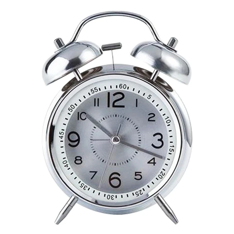 Loud Alarm Clock Mechanical Double Bells Desktop Home Office Metal Alarm Clock Night Lights Table Clock Decor