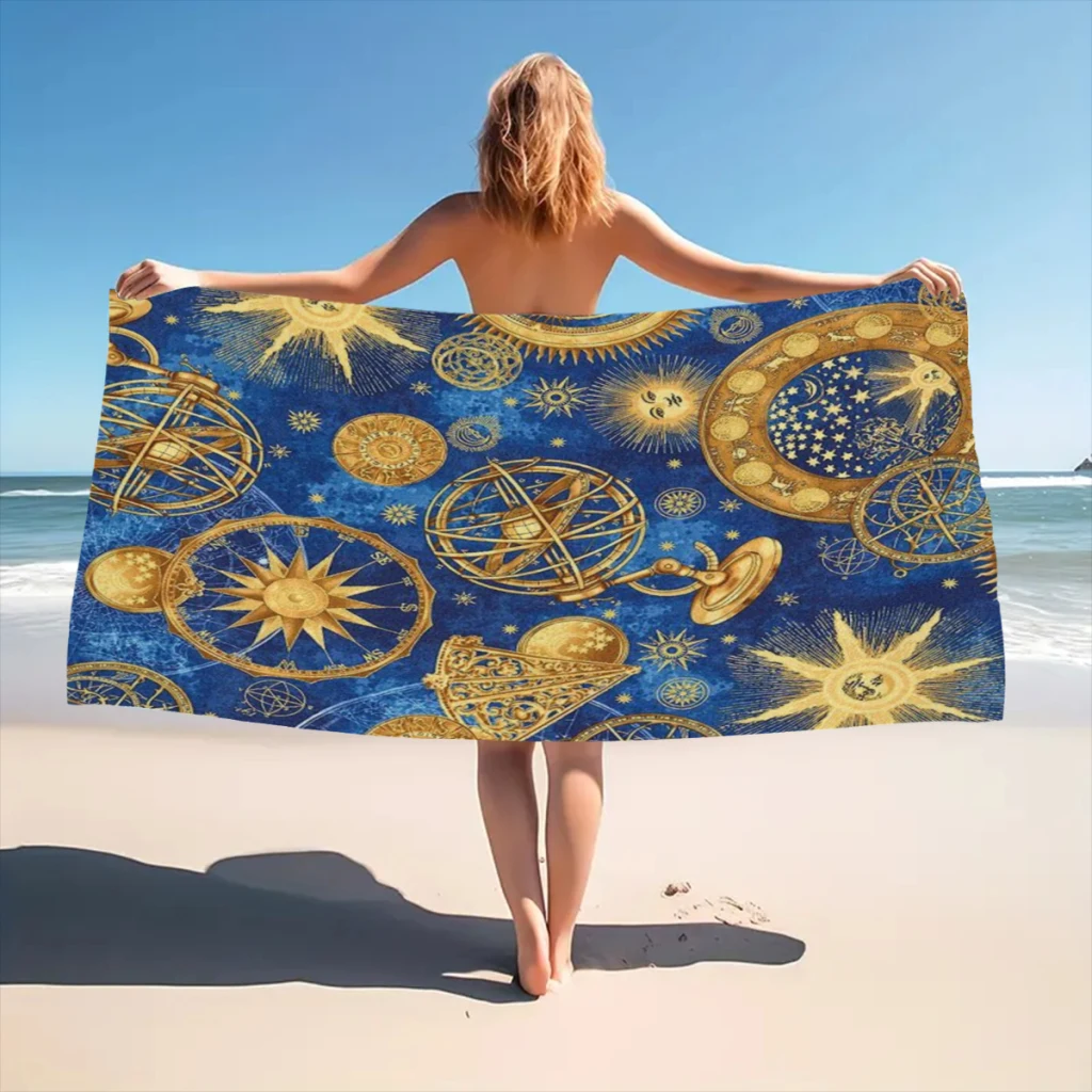 

Sun Moon Star Beach Towel Poncho Bathing Towels Cover-ups Quick Dry Sand Free Yoga Spa Gym Pool