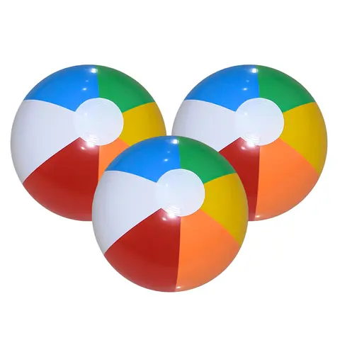 3Pcs Inflatable Beach Ball Summer Outdoor Swimming Pool Colorful Stripe Ball Toys Party Water Game Sports Ball Fun Toys for Kids