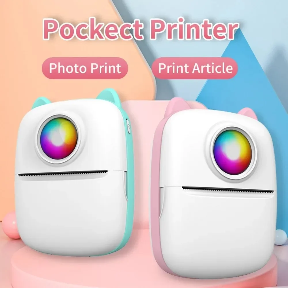 2023 Newest Products Portable Thermal Sticker Printer 7 LED Color Light RGB Thermal Printing Wireless Picture Label Printer