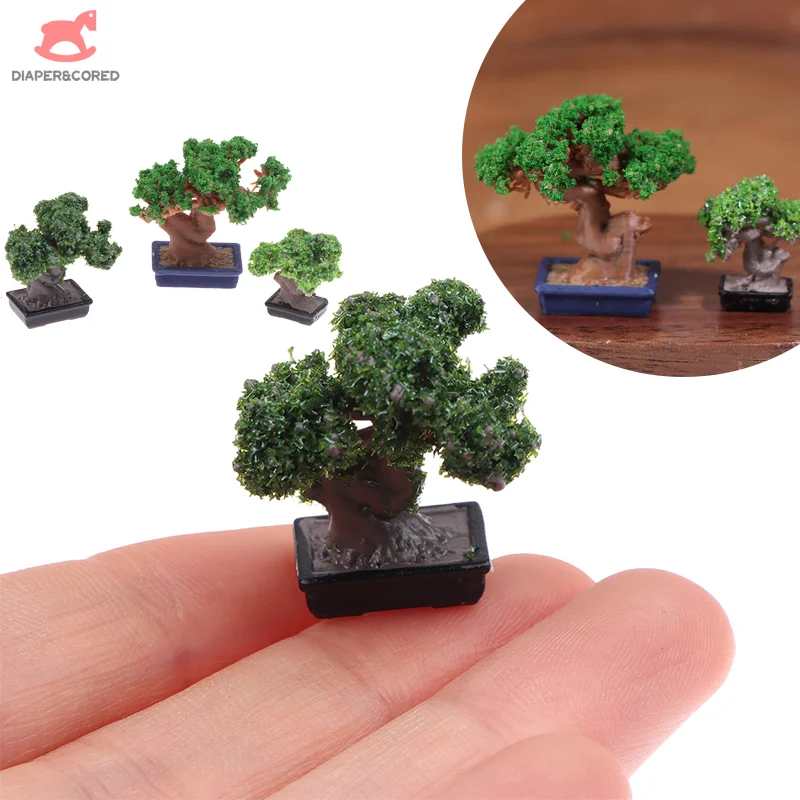 1/12 Dollhouse Simulation Mini Green Tree Potted Home Decorations Dolls House Micro Landscape Garden Ornament