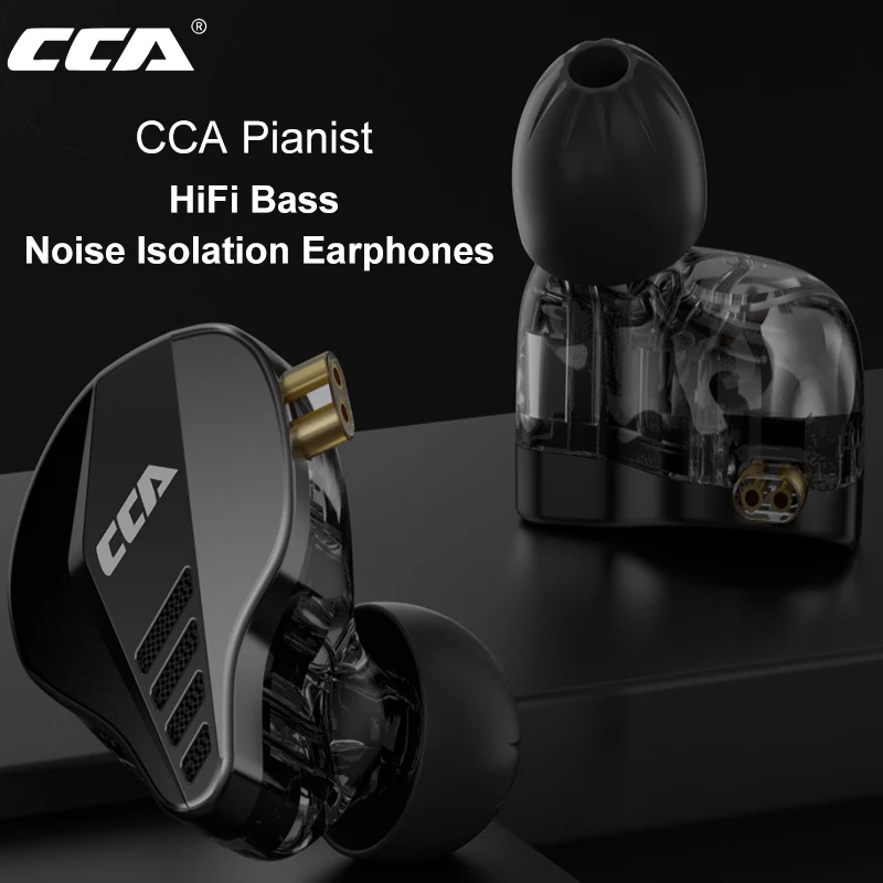 

CCA Pianist HiFi Earphone 2BA+1DD Hybrid Triple Drivers Earbuds Bass Noise Isolation Stereo Earphones with 2Pin Detachable Cable