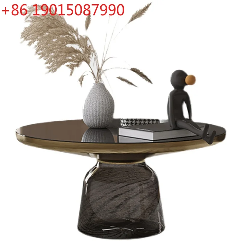 

Italian coffee table small round table simple style glass living room light luxury coffee table