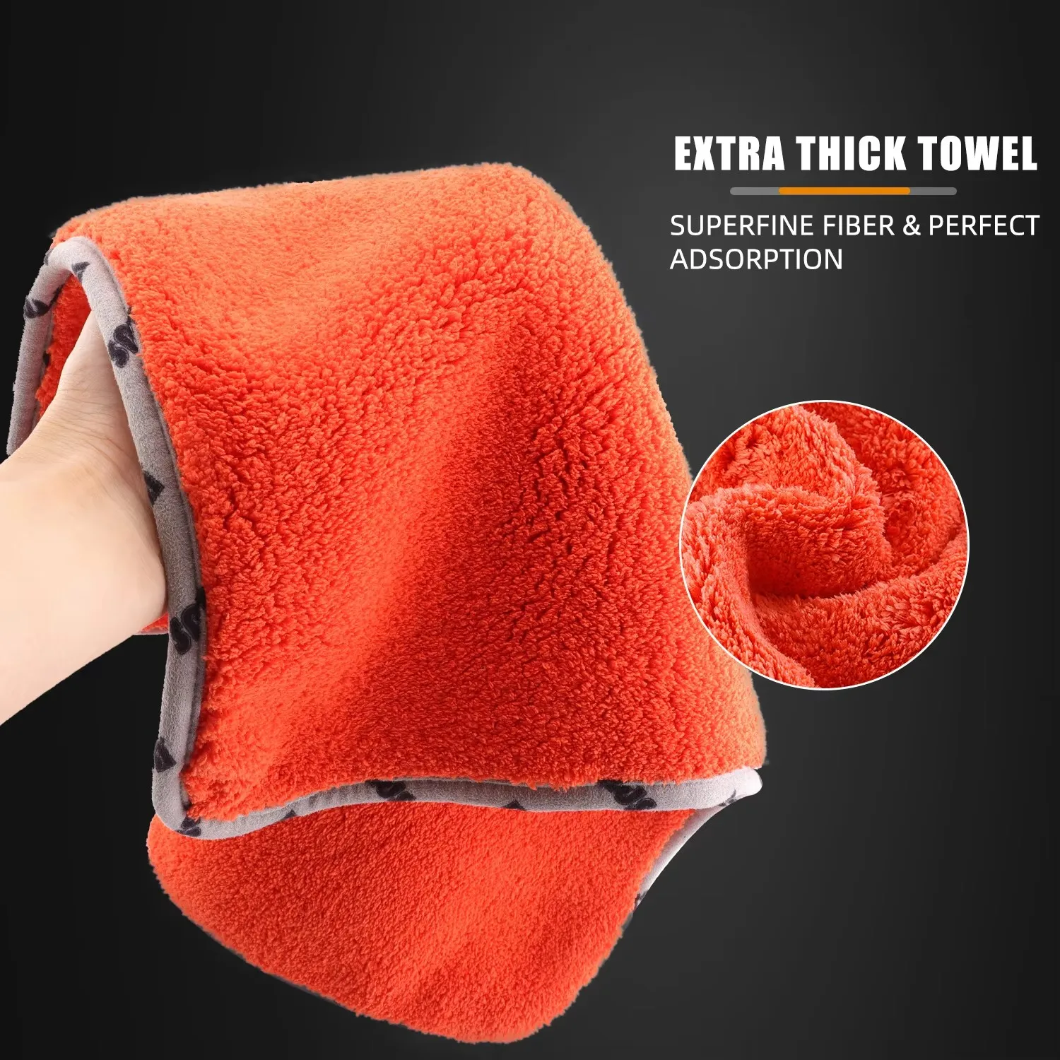 SPTA 1Pc 1200 GSM Car Wash Microfiber Towel Cleaning Cloth Ultra-Thick 16\'\' x 16\'\' for Cars Drying Home Polishing Detailing